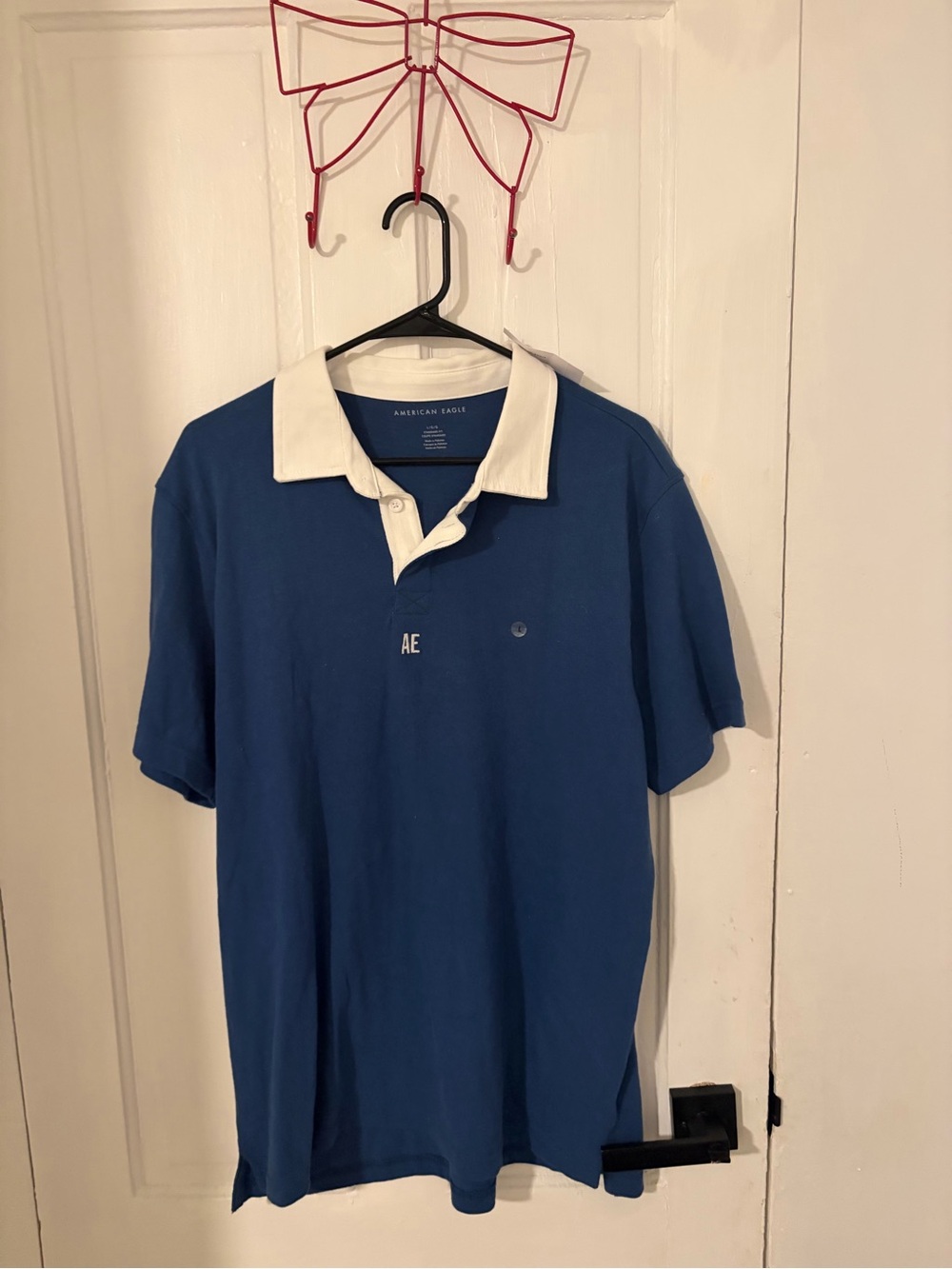 American Eagle Outfitters Blue Polo with White Contrast Collar